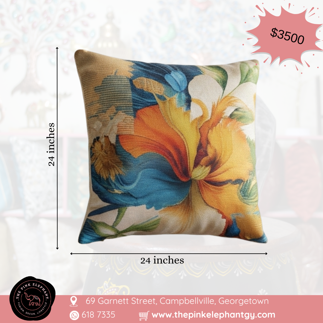 Vibrant Botanical Leaf Cushion Cover -24''