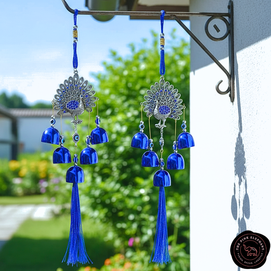 Blue Evil Eye Peacock Windchime