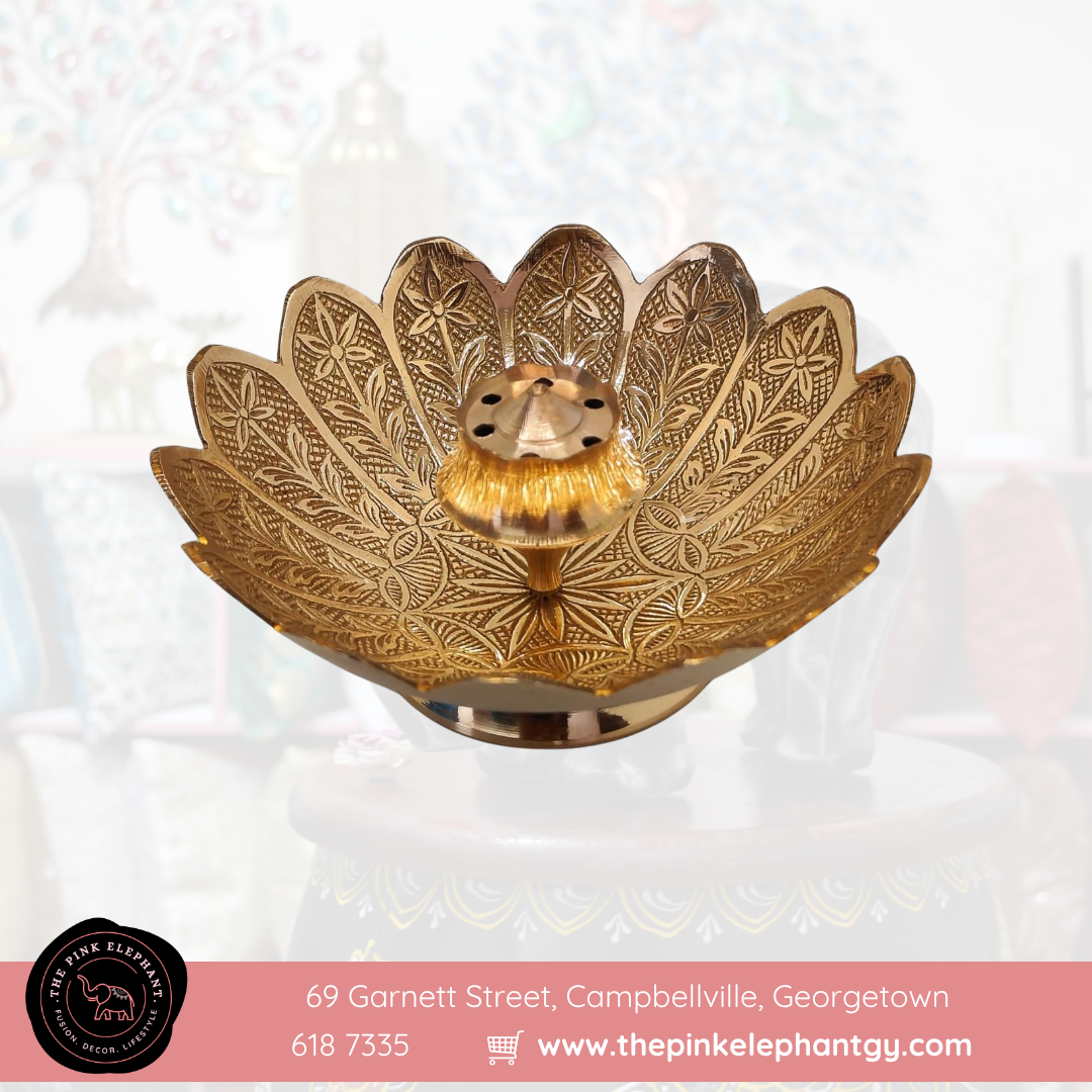Brass Floral Bowl Incense Holder