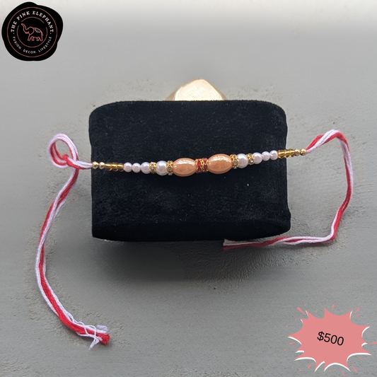 Rose Gold Pearl Beaded Rakhi 102