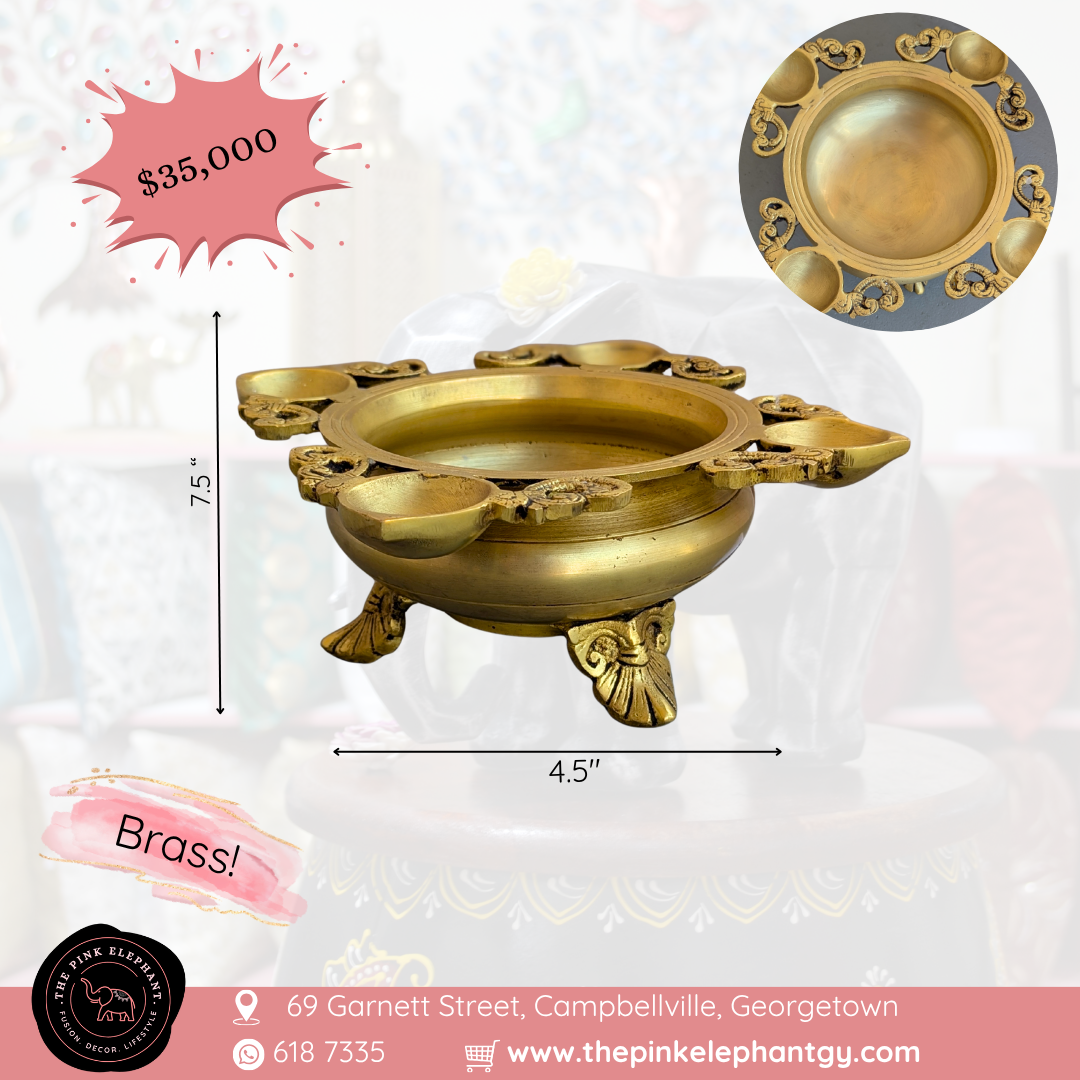 Heavy Brass Decorative Urli with Diya