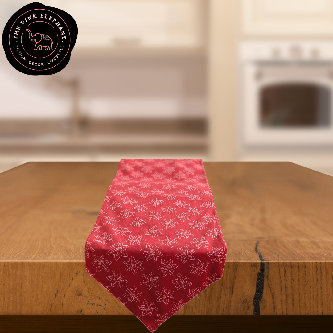 Red Snowflake Fabric Table Runner