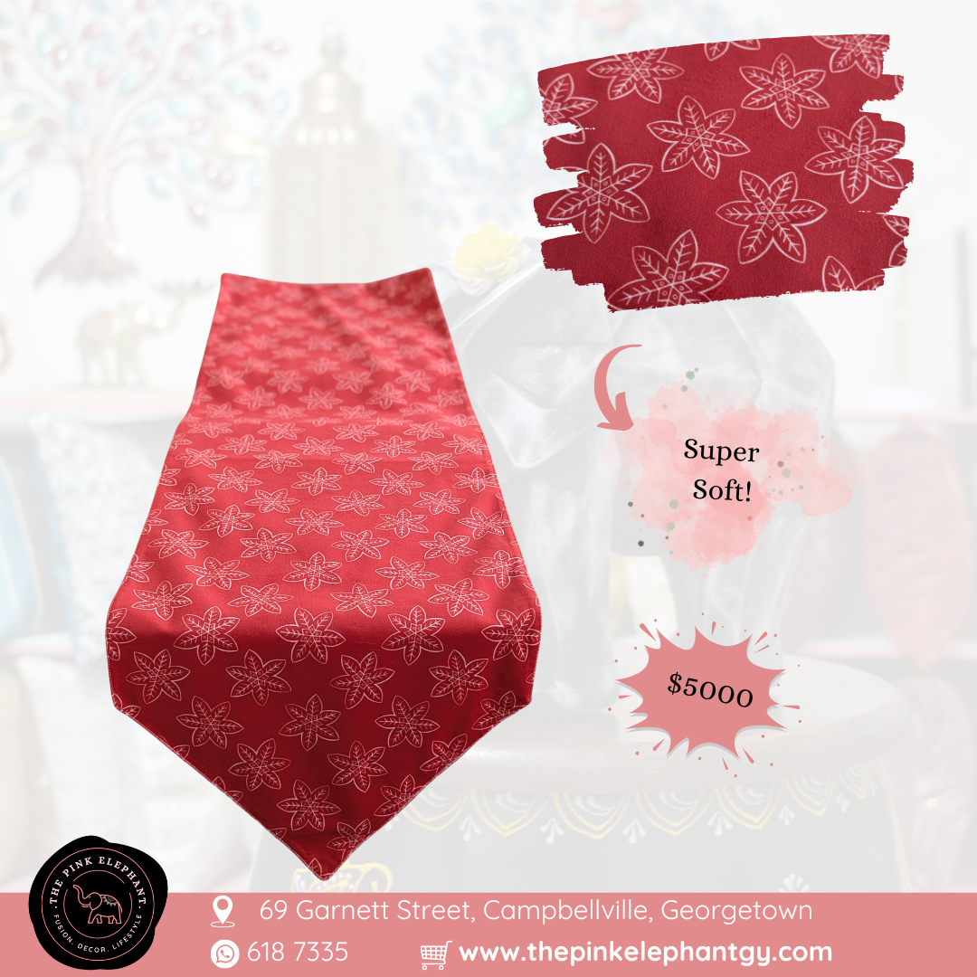 Red Snowflake Fabric Table Runner