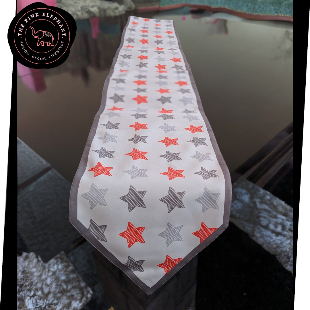 Star print fabric table runner