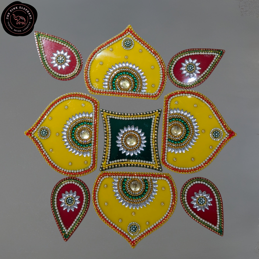 Yellow Petals Acrylic Rangoli 14" AR04