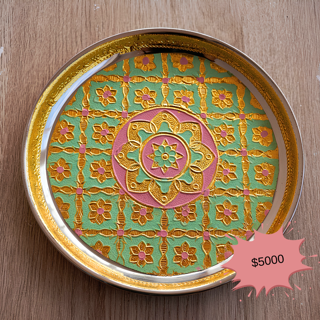 Meenakari Decorative Stainless Steel Thali - 7”