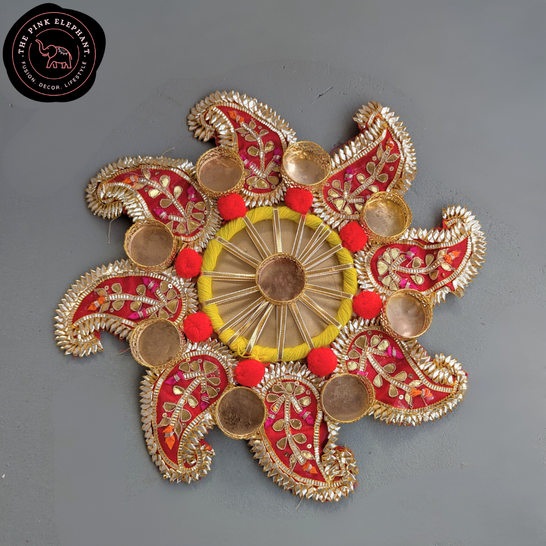 Paisley Pom Pom Rangoli Red