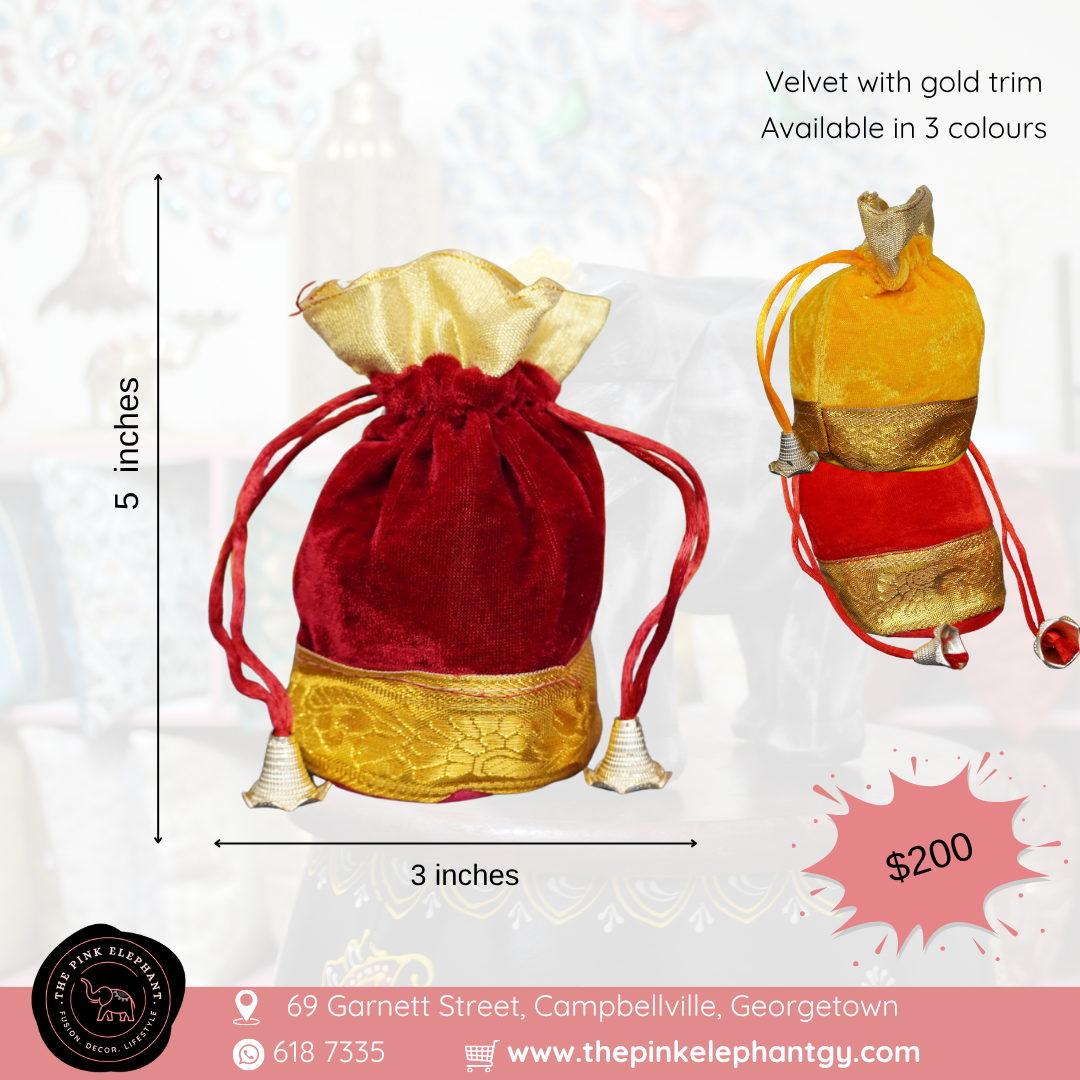 Velvet Circle Bottom Gift Bag - Assorted Colours 3" x 5"