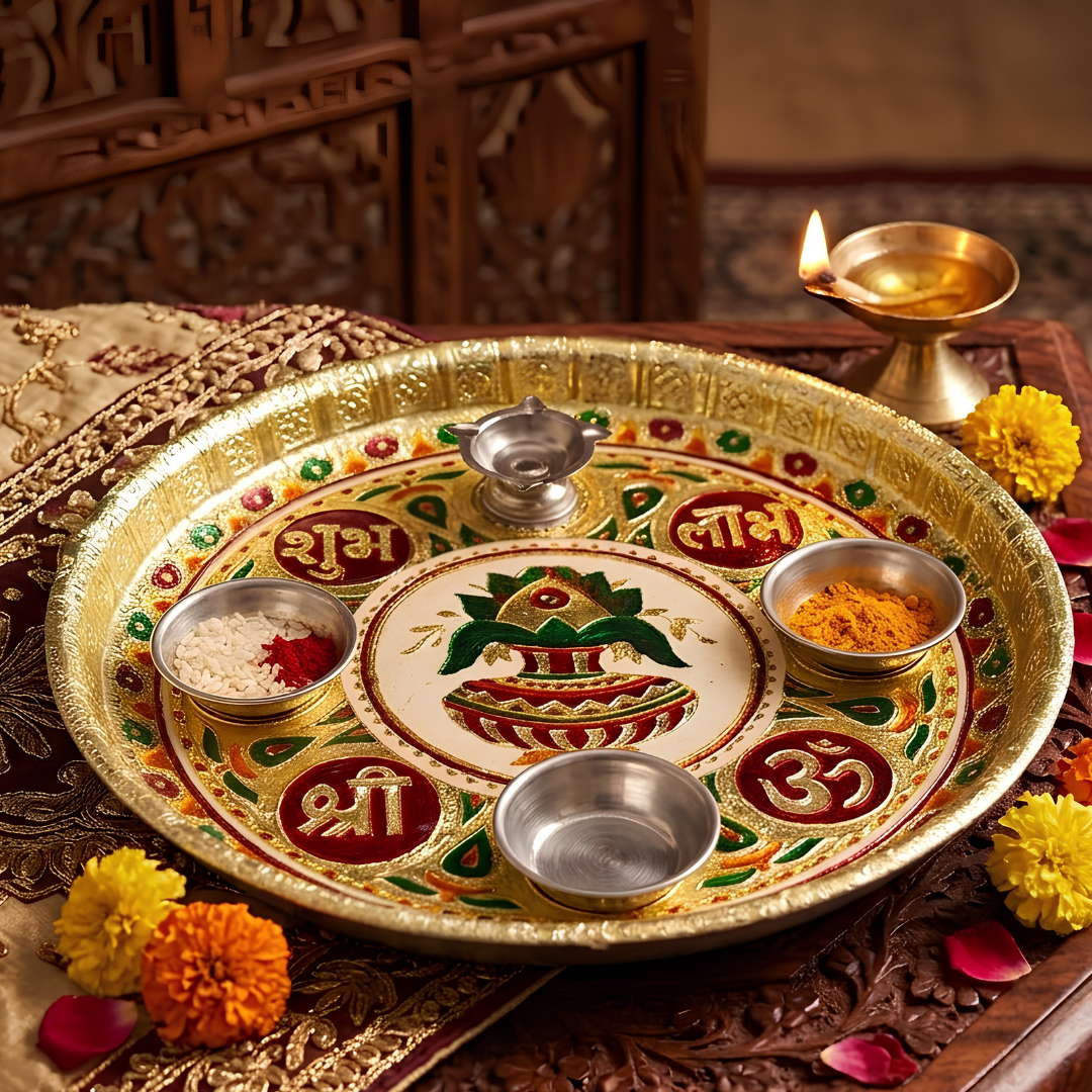 Meenakari Article Puja Thali - 11"