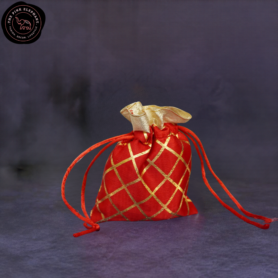 Red Gold Foil Diamond Gift Bag 3" x 5"