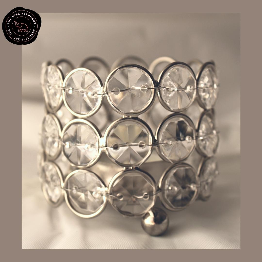Silver Crystal Candle Holder