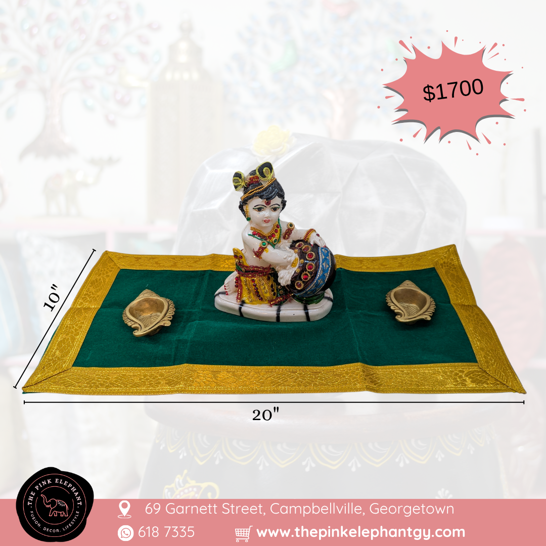 Green Velvet Aasan Cloths-20"x10"