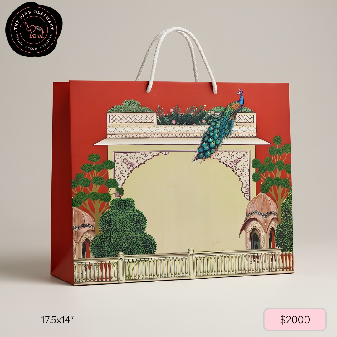 Peacock Garden Gift Bag Large 17.5" x 14" x 4"