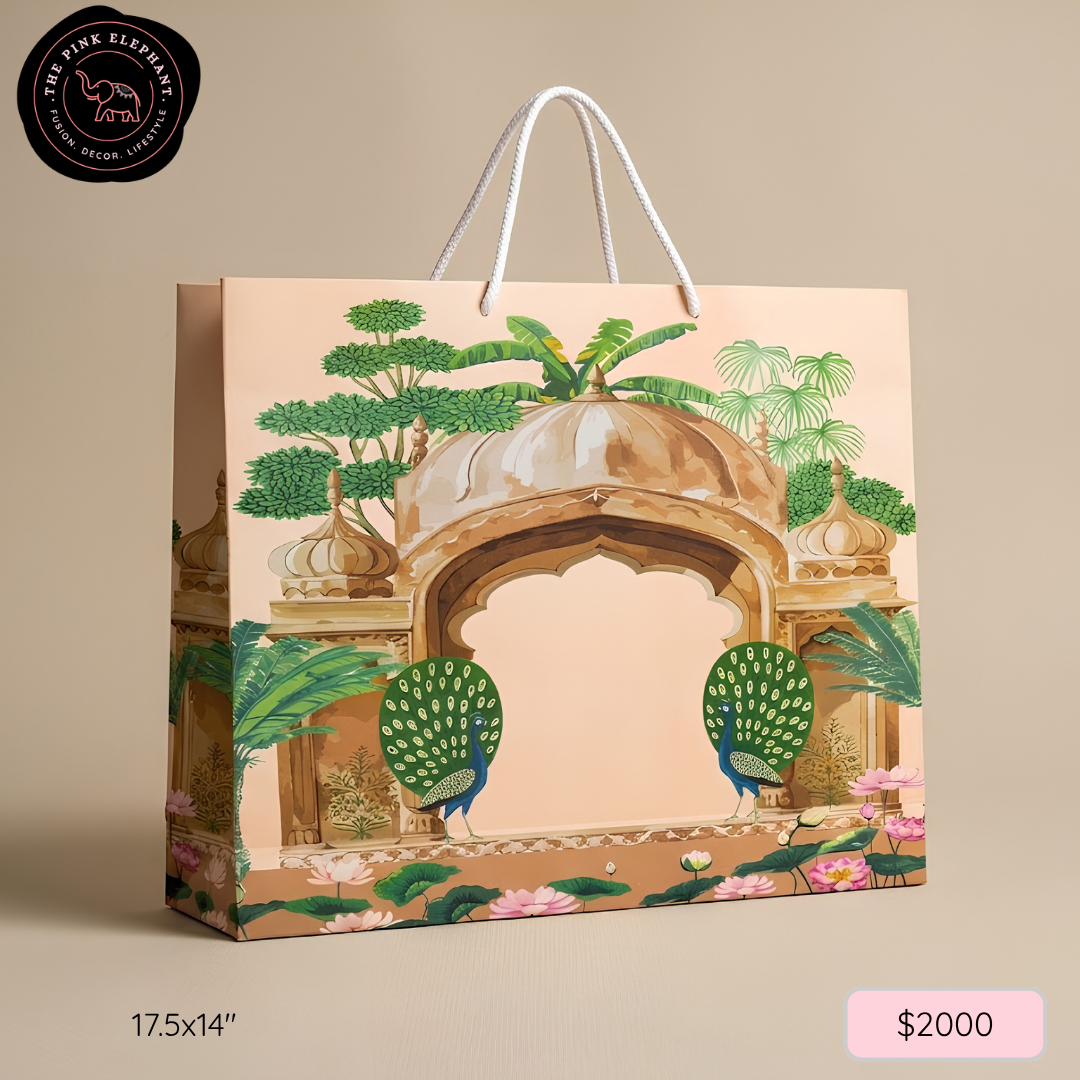 Peacock Garden Gift Bag Large 17.5" x 14" x 4"