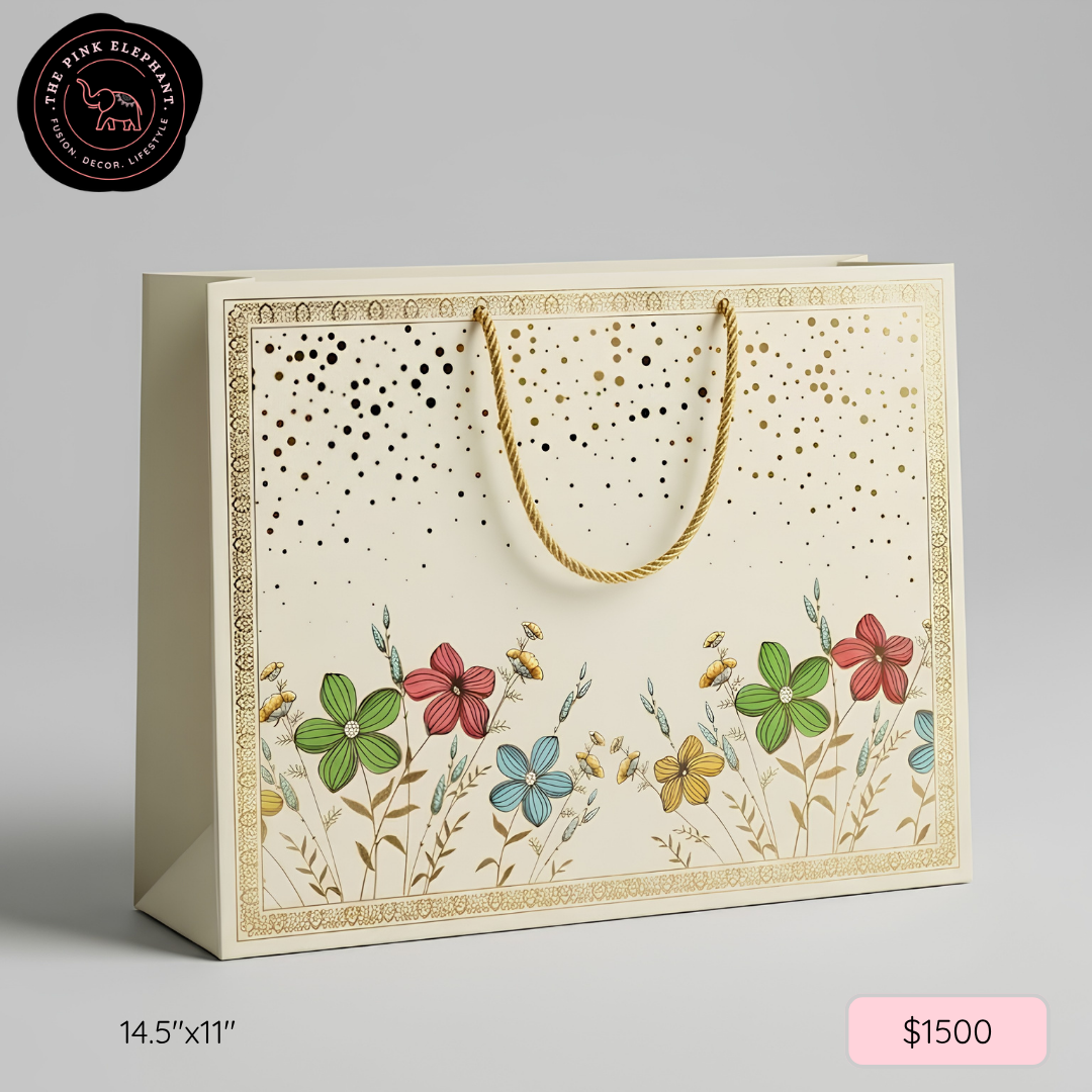 Floral Embossed Gift Bag 14.5" x 11" x 4"