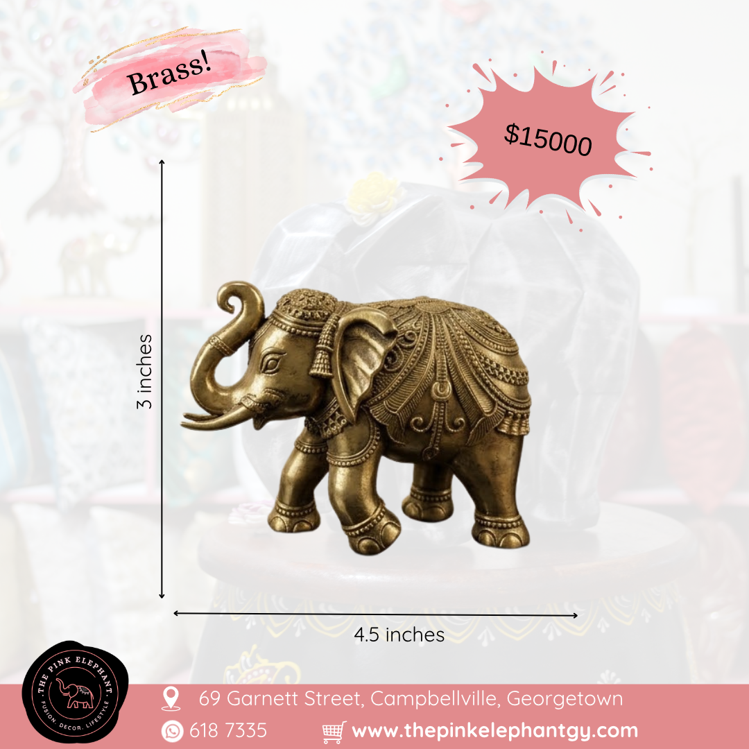 Brass Elephant Statue Medium 4.5"