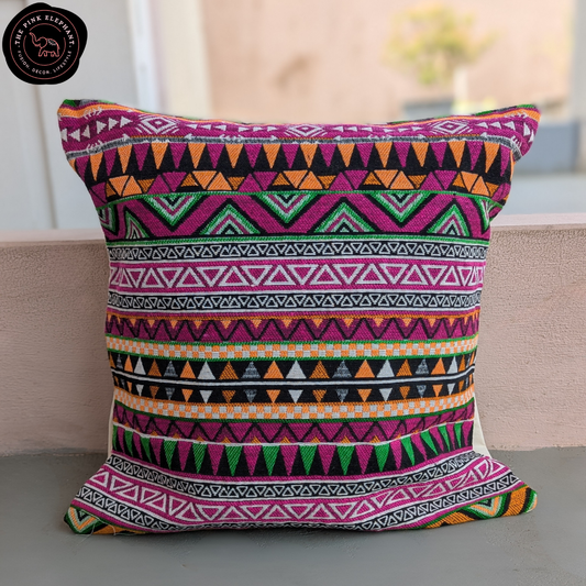 Jacquard Purple Tribal Cushion Cover