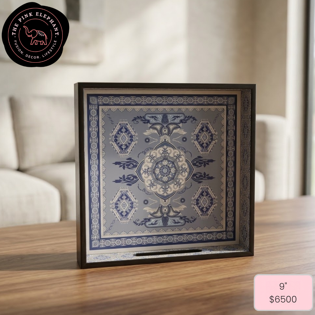 Ash Grey Blue Square Tray