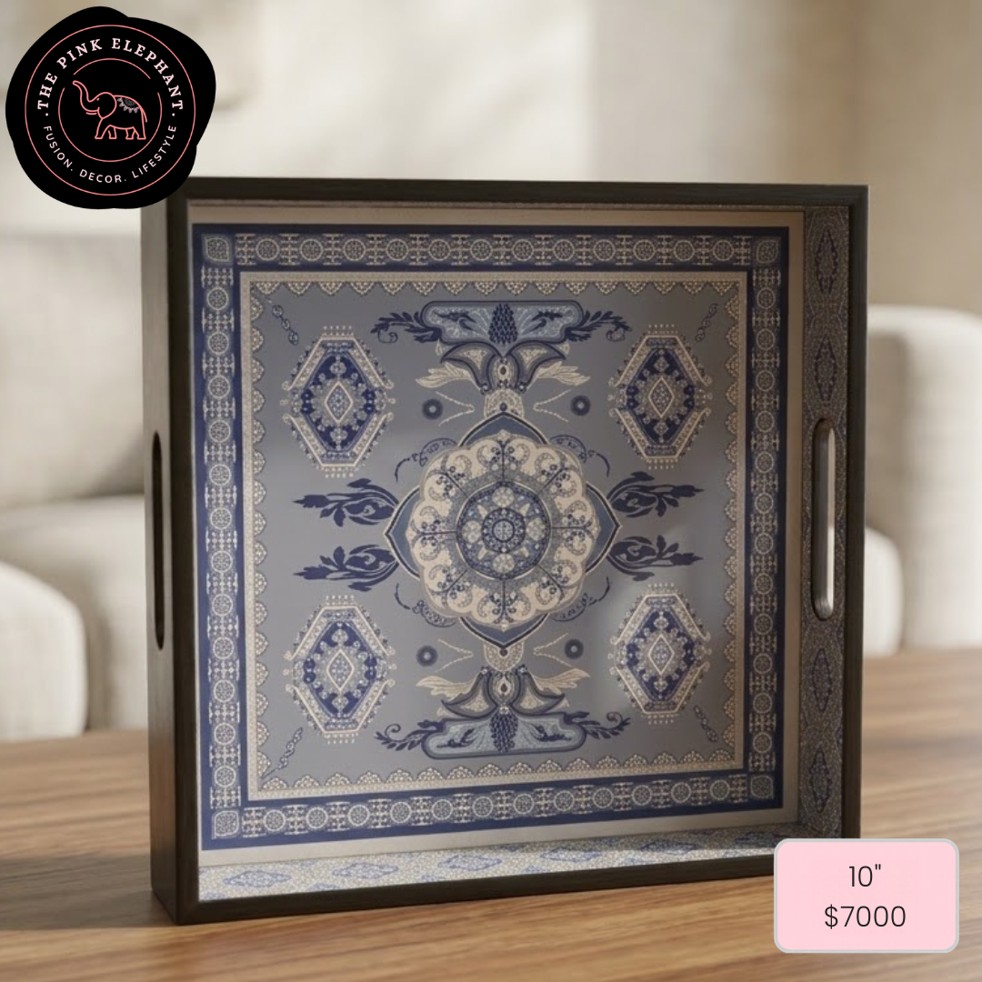 Ash Grey Blue Square Tray