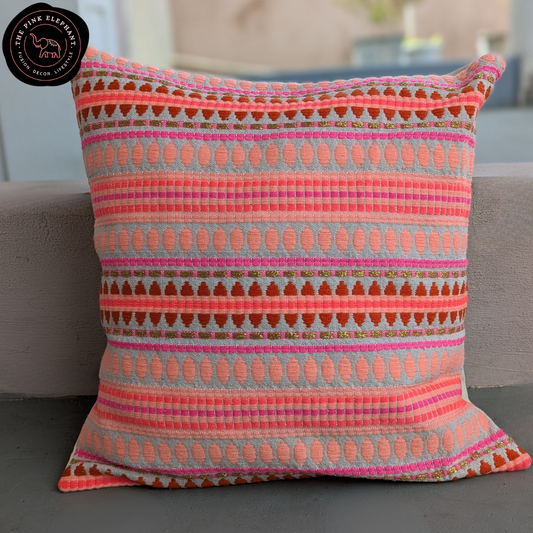 Jacquard Neon Pink and Orange Cushion Cover