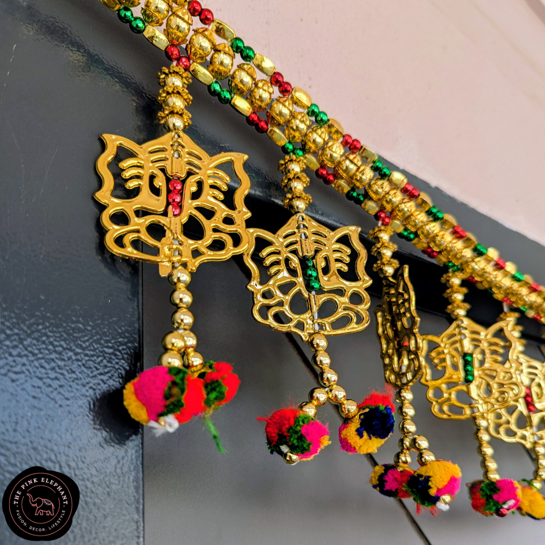 Multicoloured Ganesh Pom Pom Toran DS 24
