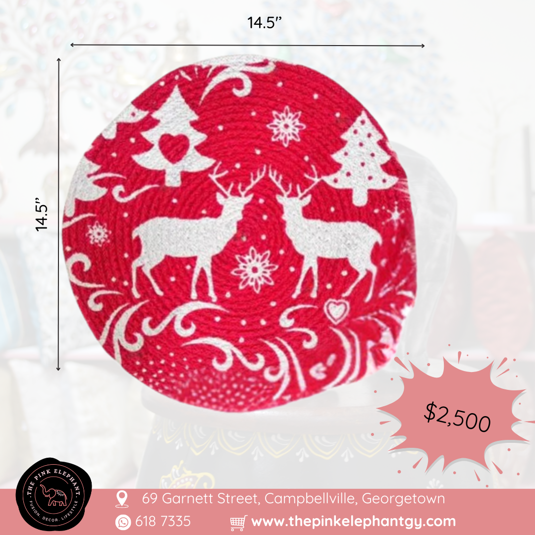 Red Reindeer Round Christmas Placemat