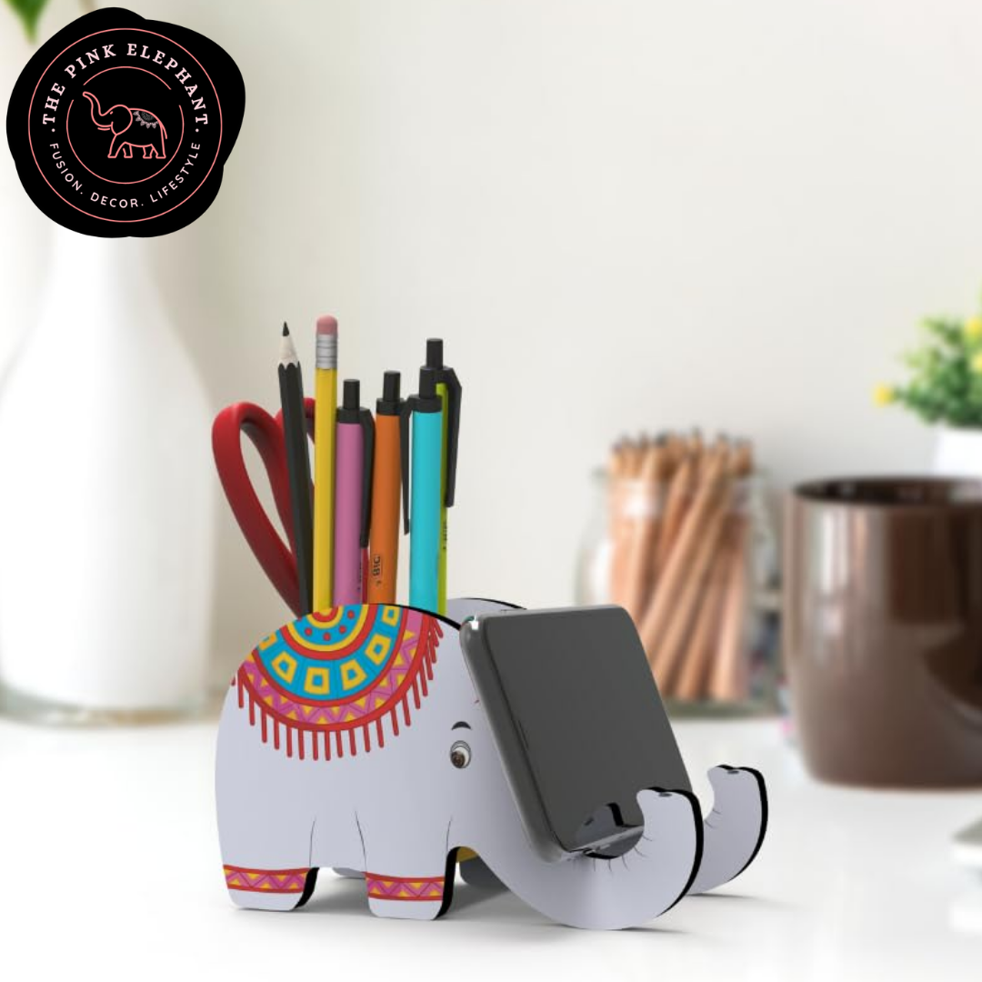 Blue Elephant Pen Holder