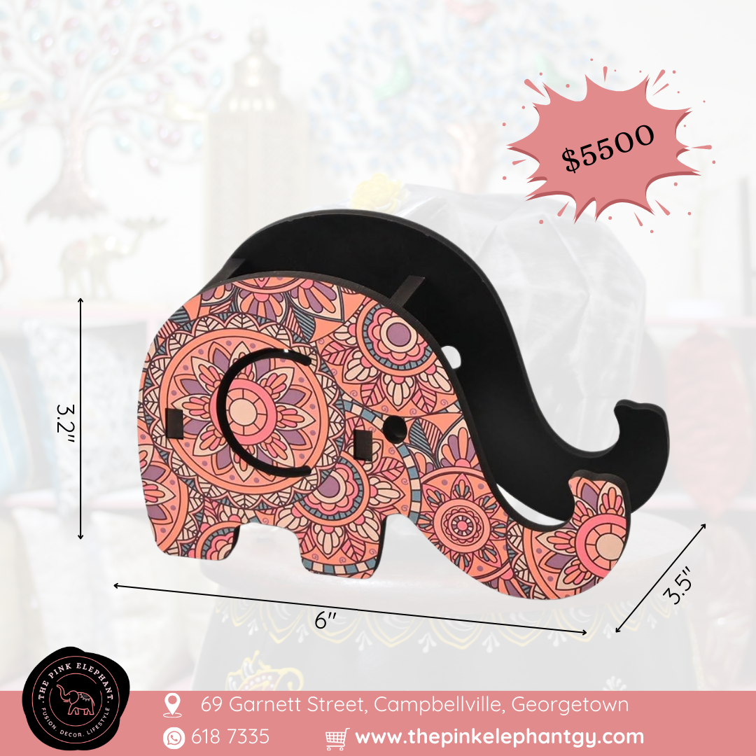 Mandala Elephant Pen Holder