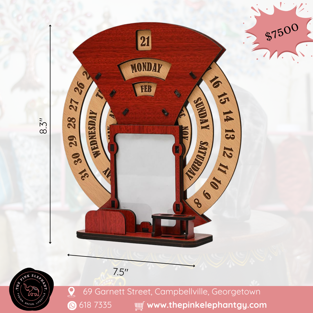 Wooden Desk Calendar Organiser