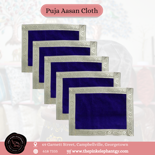 Blue and Silver Puja Cloth-9x11 inches