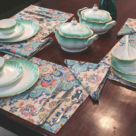 Blue Floral Cotton Placemats
