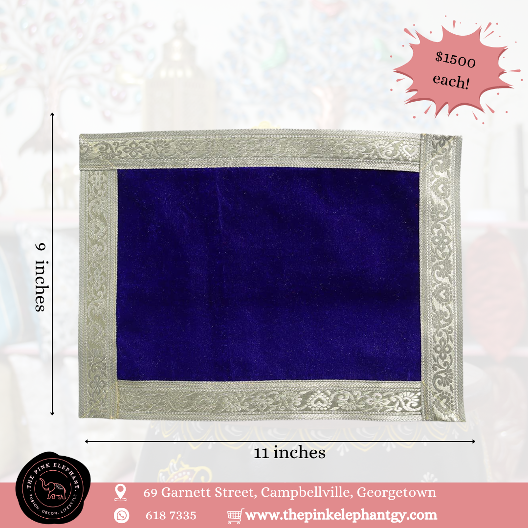Blue and Silver Puja Cloth-9x11 inches