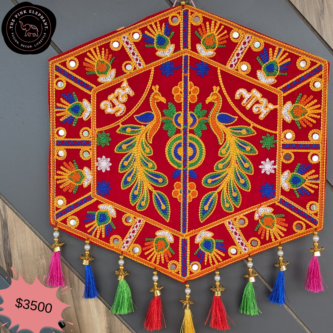 Peacock Hex Wall Hanging