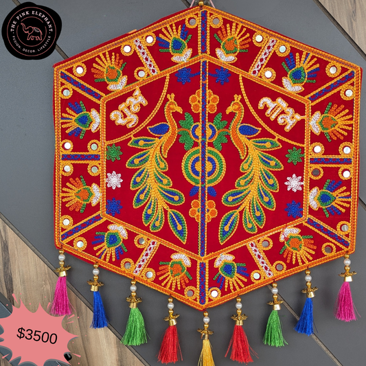 Peacock Hex Wall Hanging