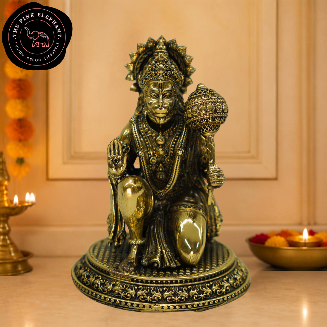 Brass Hanuman Kneeling Statue