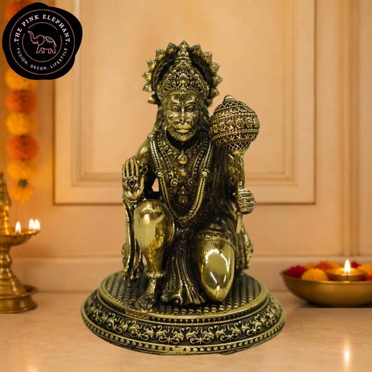 Brass Hanuman Kneeling Statue