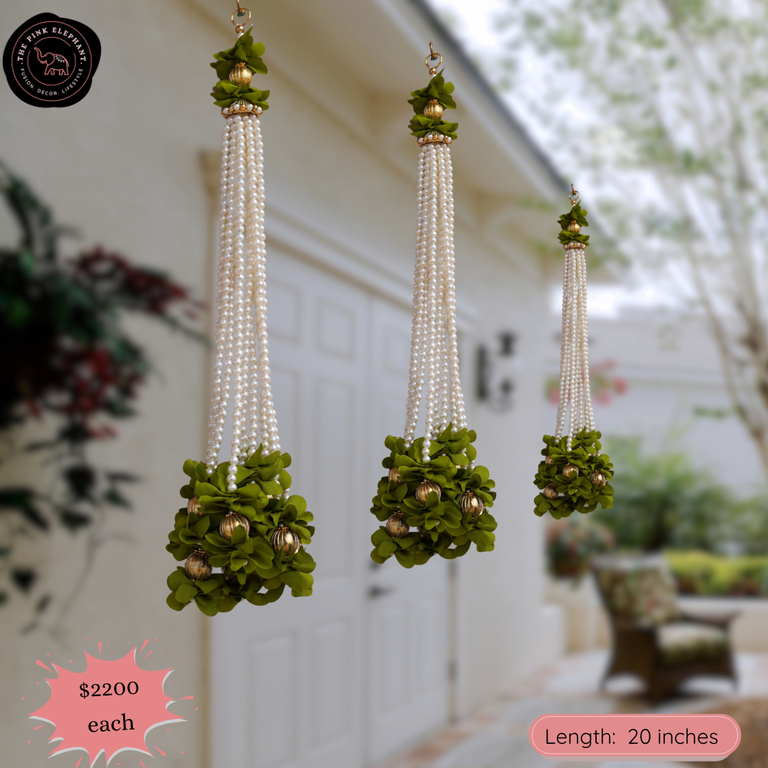 Pearl Flower End Hanging -4553 (Green Pink White Red)
