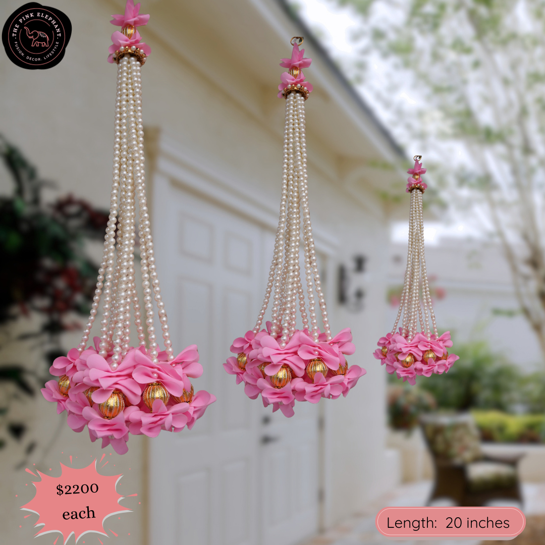 Pearl Flower End Hanging -4553 (Green Pink White Red)