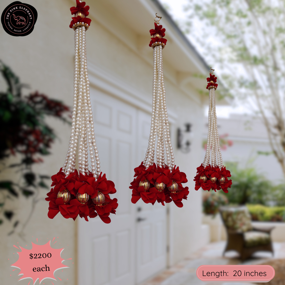 Pearl Flower End Hanging -4553 (Green Pink White Red)