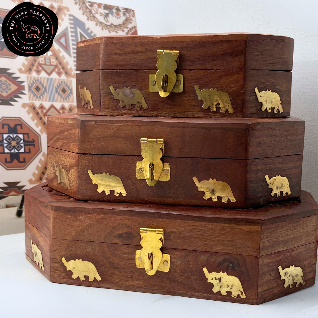 Wooden Elephant Jewel Boxes
