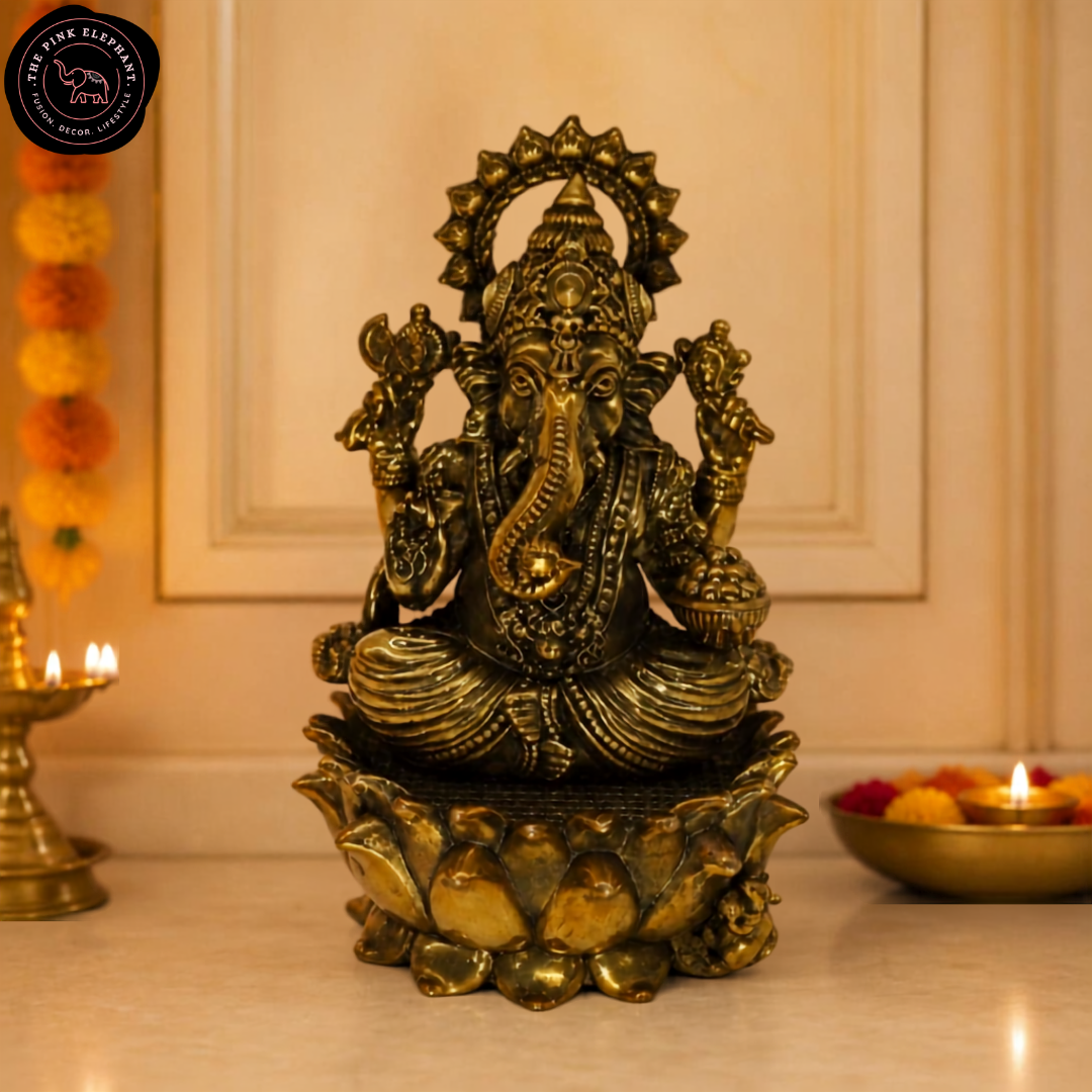 Brass Saraswati Lakshmi Ganesh Trio - Separate