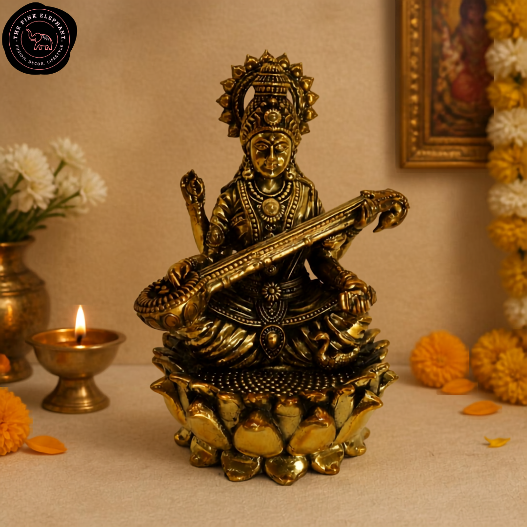 Brass Saraswati Lakshmi Ganesh Trio - Separate