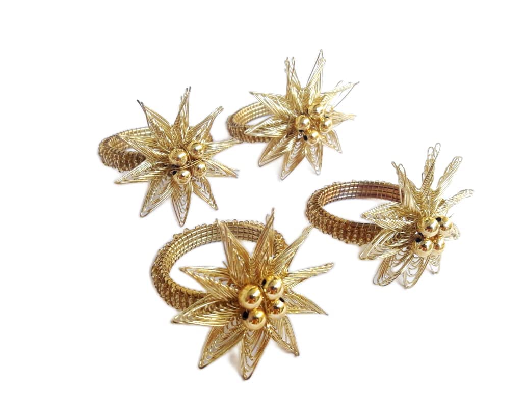 Gold Flower Napkin Rings