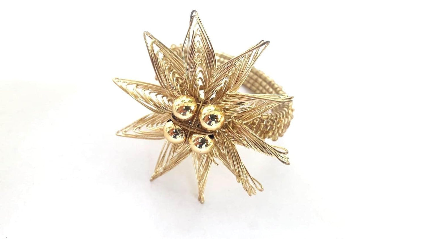 Gold Flower Napkin Rings