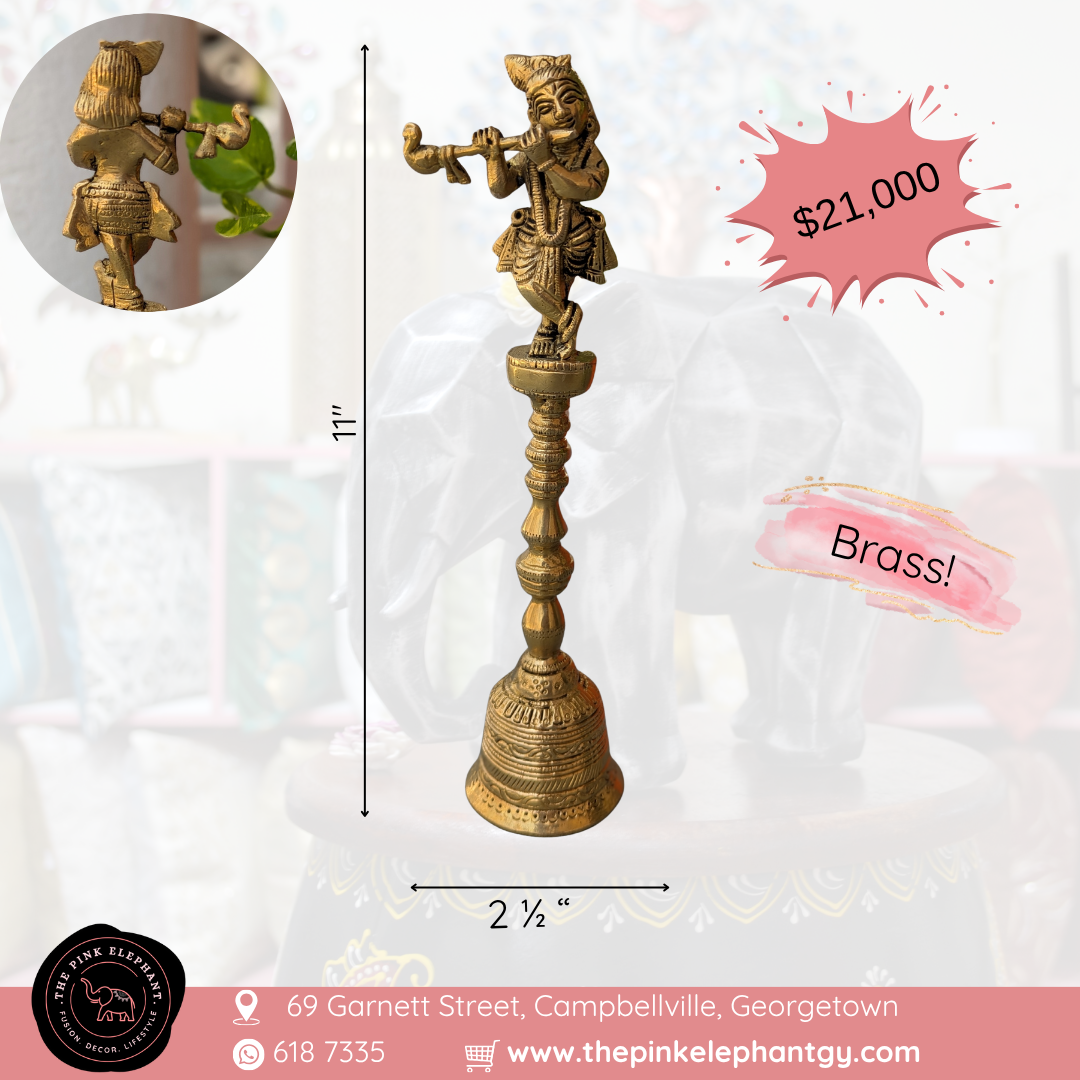Tall Brass Krishna Handle Table Bell