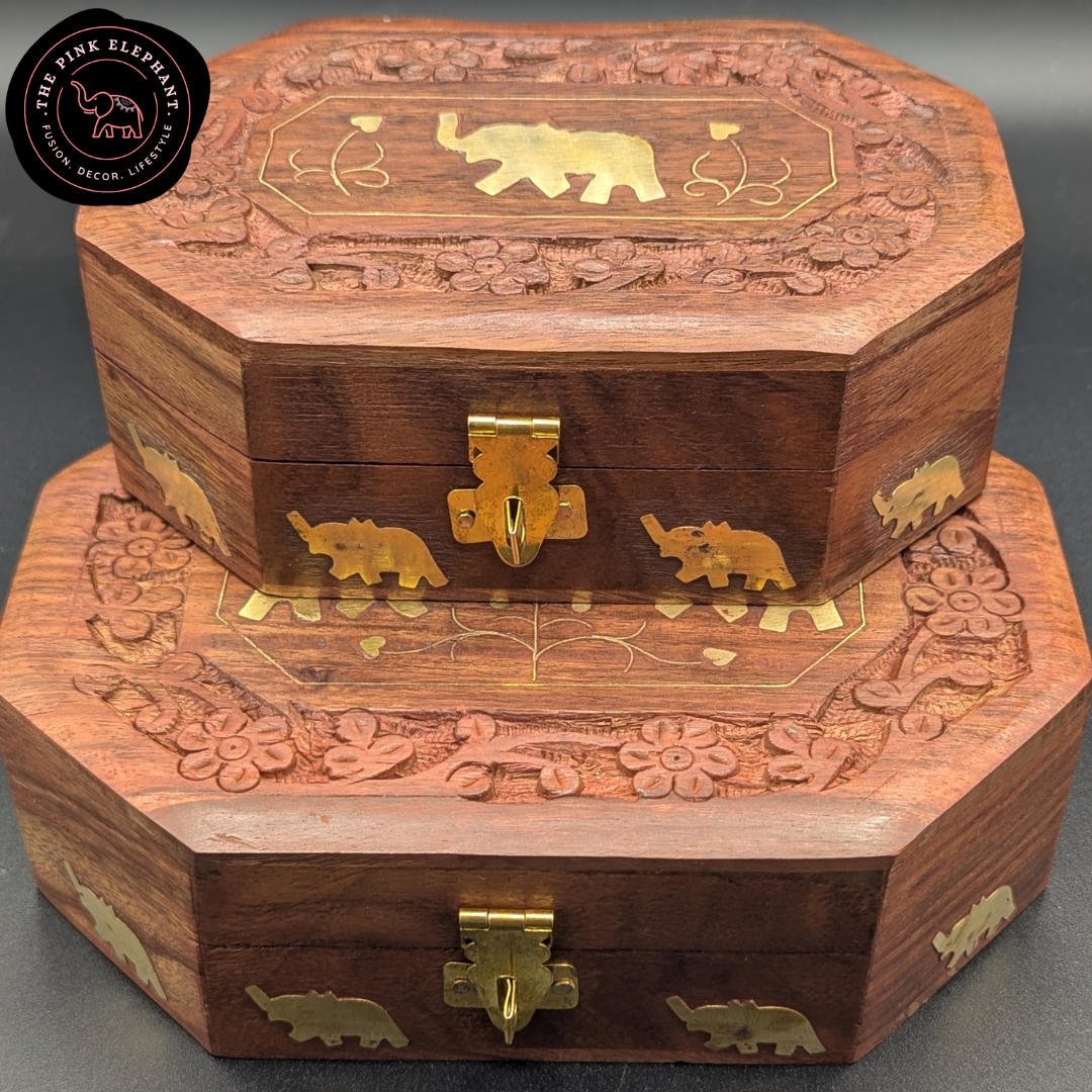 Wooden Elephant Jewel Boxes