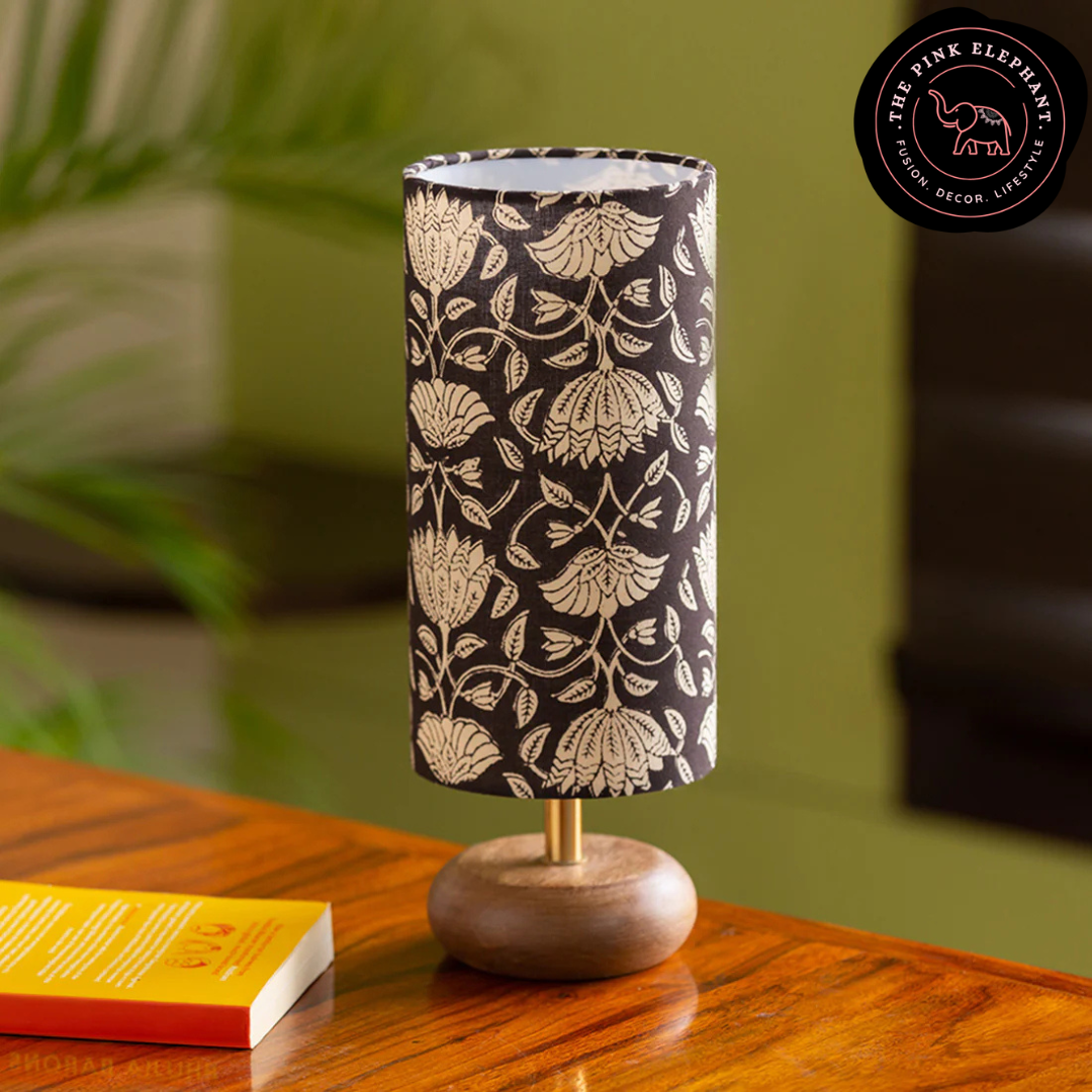 Black Lotus Fabric Lamp