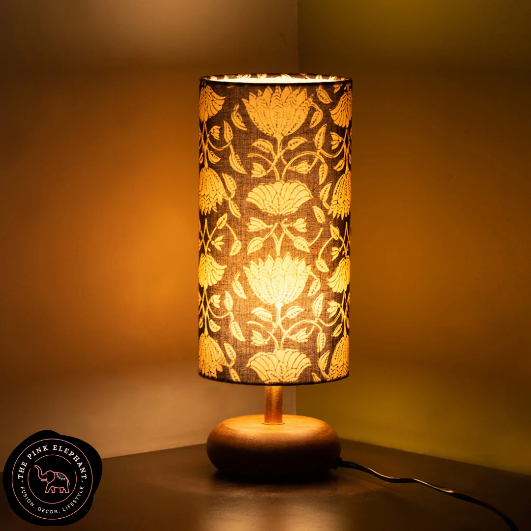 Black Lotus Fabric Lamp