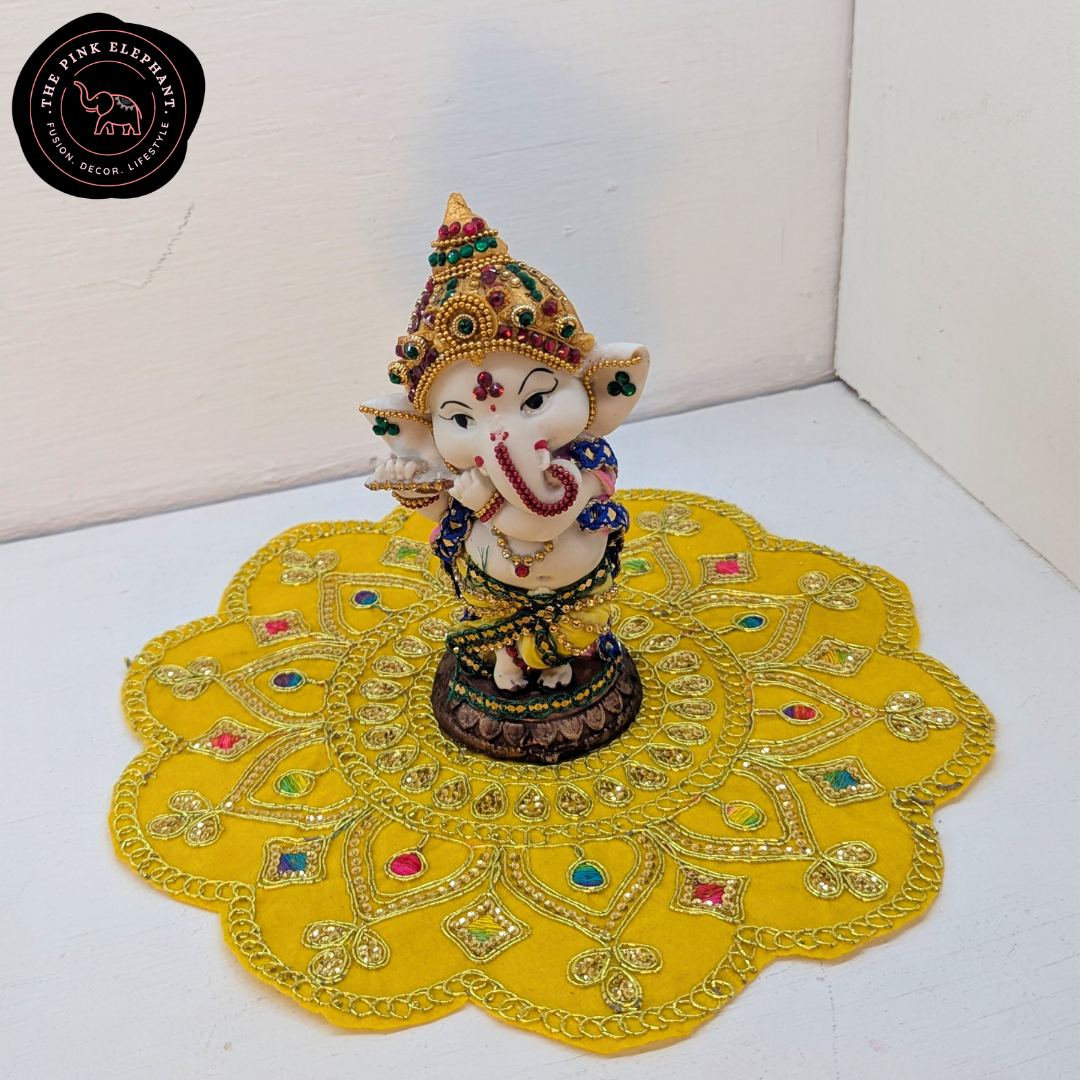 Round Multicolour Swastika Puja Cloth-10"