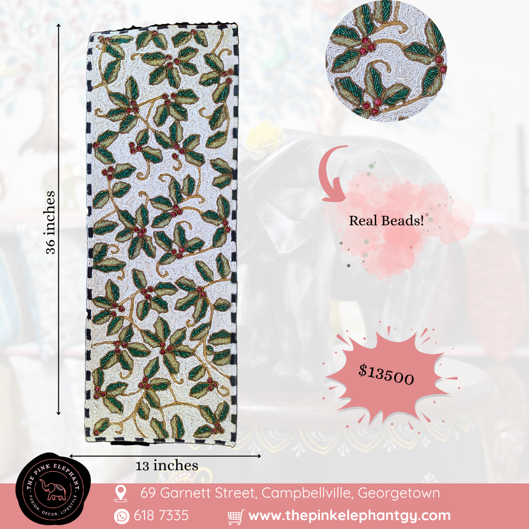 Berry Leaf Beaded Table Runner